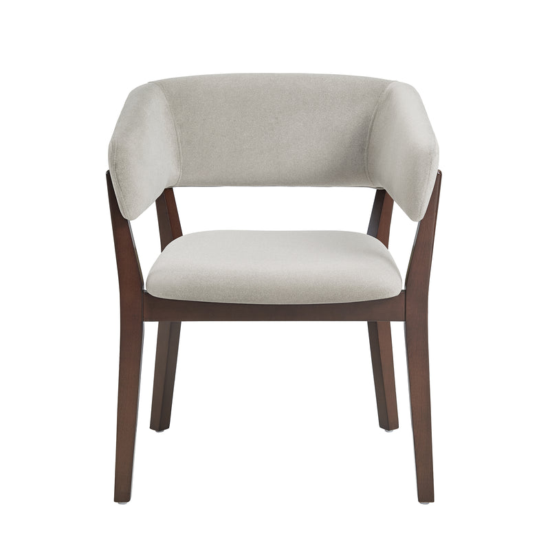 Blake Faux Mohair Wood Armchair in Greige