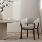 Blake Faux Mohair Wood Armchair in Greige
