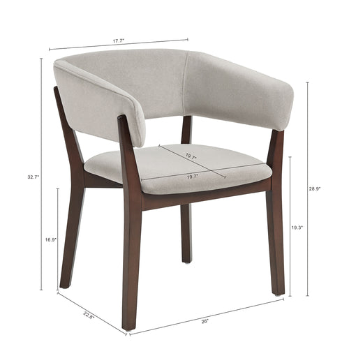 Blake Faux Mohair Wood Armchair in Greige
