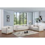 Alfie Linen Textured Fabric Upholstered Chair in Cream