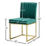 Giselle Velvet Upholstered Dining Chair in Green
