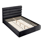 Adam Chenille Fabric Upholstered Queen Bed in Black