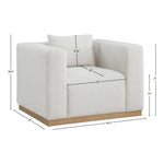 Alfie Linen Textured Fabric Upholstered Chair in Cream