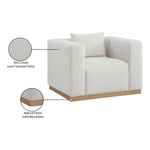 Alfie Linen Textured Fabric Upholstered Chair in Cream