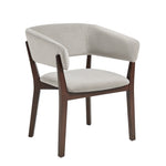Blake Faux Mohair Wood Armchair in Greige