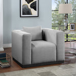Alfie Linen Textured Fabric Upholstered Chair in Grey