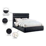 Adam Chenille Fabric Upholstered Queen Bed in Black