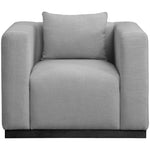 Alfie Linen Textured Fabric Upholstered Chair in Grey