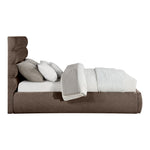 Adam Chenille Fabric Upholstered Queen Bed in Brown