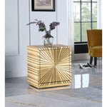 Golda Wood Side Table in Gold
