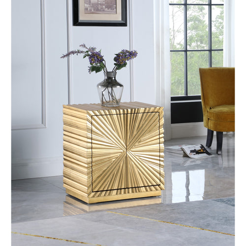Golda Wood Side Table in Gold