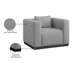 Alfie Linen Textured Fabric Upholstered Chair in Grey
