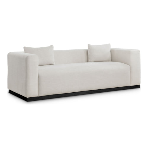 Alfie 90.5" Linen Textured Fabric Upholstered Sofa in Beige