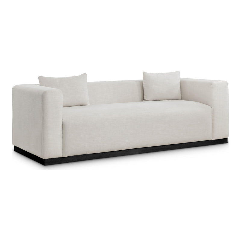 Alfie 90.5" Linen Textured Fabric Upholstered Sofa in Beige