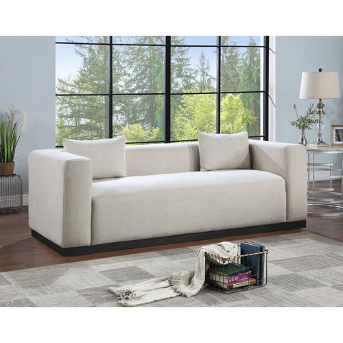 Alfie 90.5" Linen Textured Fabric Upholstered Sofa in Beige