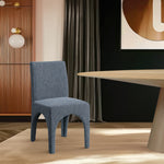 Gramercy Linen Textured Fabric Upholstered Dining Chair in Blue