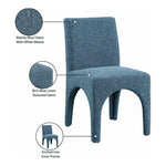Gramercy Linen Textured Fabric Upholstered Dining Chair in Blue