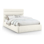 Adam Chenille Fabric Upholstered Queen Bed in Cream