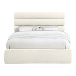 Adam Chenille Fabric Upholstered Queen Bed in Cream