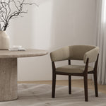 Blake Faux Mohair Wood Armchair in Linen