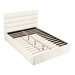 Adam Chenille Fabric Upholstered Queen Bed in Cream