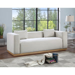 Alfie 90.5" Linen Textured Fabric Upholstered Sofa in Cream