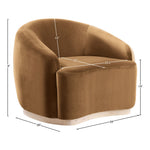 Gustavo Velvet Upholstered Chair in Saddle