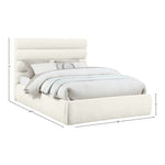 Adam Chenille Fabric Upholstered Queen Bed in Cream