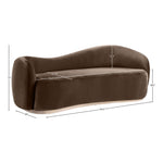 Gustavo 92.5" Velvet Upholstered Sofa in Brown