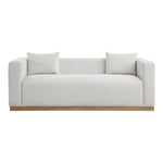 Alfie 90.5" Linen Textured Fabric Upholstered Sofa in Cream