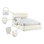 Adam Chenille Fabric Upholstered Queen Bed in Cream