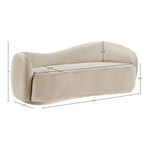 Gustavo 92.5" Velvet Upholstered Sofa in Cream
