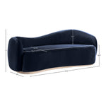Gustavo 92.5" Velvet Upholstered Sofa in Navy