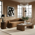 Gustavo 92.5" Velvet Upholstered Sofa in Saddle
