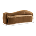 Gustavo 92.5" Velvet Upholstered Sofa in Saddle