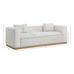 Alfie 90.5" Linen Textured Fabric Upholstered Sofa in Cream