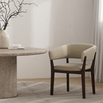 Blake Faux Mohair Wood Armchair in Natural