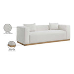 Alfie 90.5" Linen Textured Fabric Upholstered Sofa in Cream