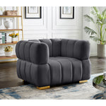 Gwen Velvet Upholstered Chair in Grey