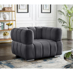 Gwen Velvet Upholstered Chair in Grey