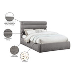 Adam Chenille Fabric Upholstered Queen Bed in Grey