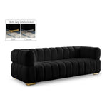Gwen 91" Velvet Upholstered Sofa in Black