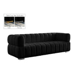 Gwen 91" Velvet Upholstered Sofa in Black