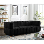Gwen 91" Velvet Upholstered Sofa in Black