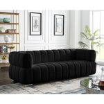 Gwen 91" Velvet Upholstered Sofa in Black