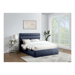 Adam Chenille Fabric Upholstered Queen Bed in Navy