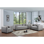 Alfie 90.5" Linen Textured Fabric Upholstered Sofa in Grey