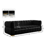 Gwen 91" Velvet Upholstered Sofa in Black