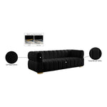 Gwen 91" Velvet Upholstered Sofa in Black