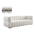 Gwen 91" Velvet Upholstered Sofa in Cream